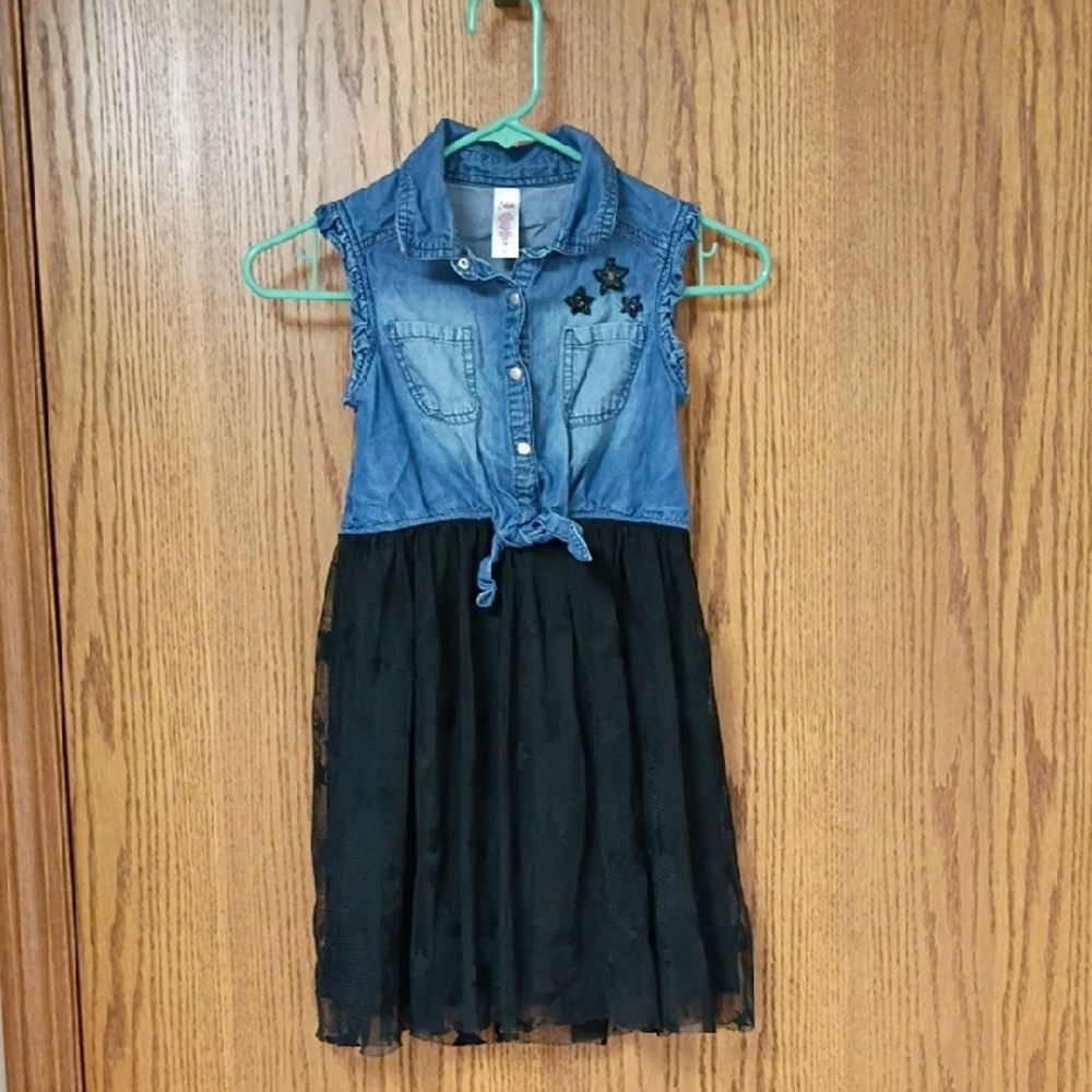 Justice Blue and Black Tie Front Sundress